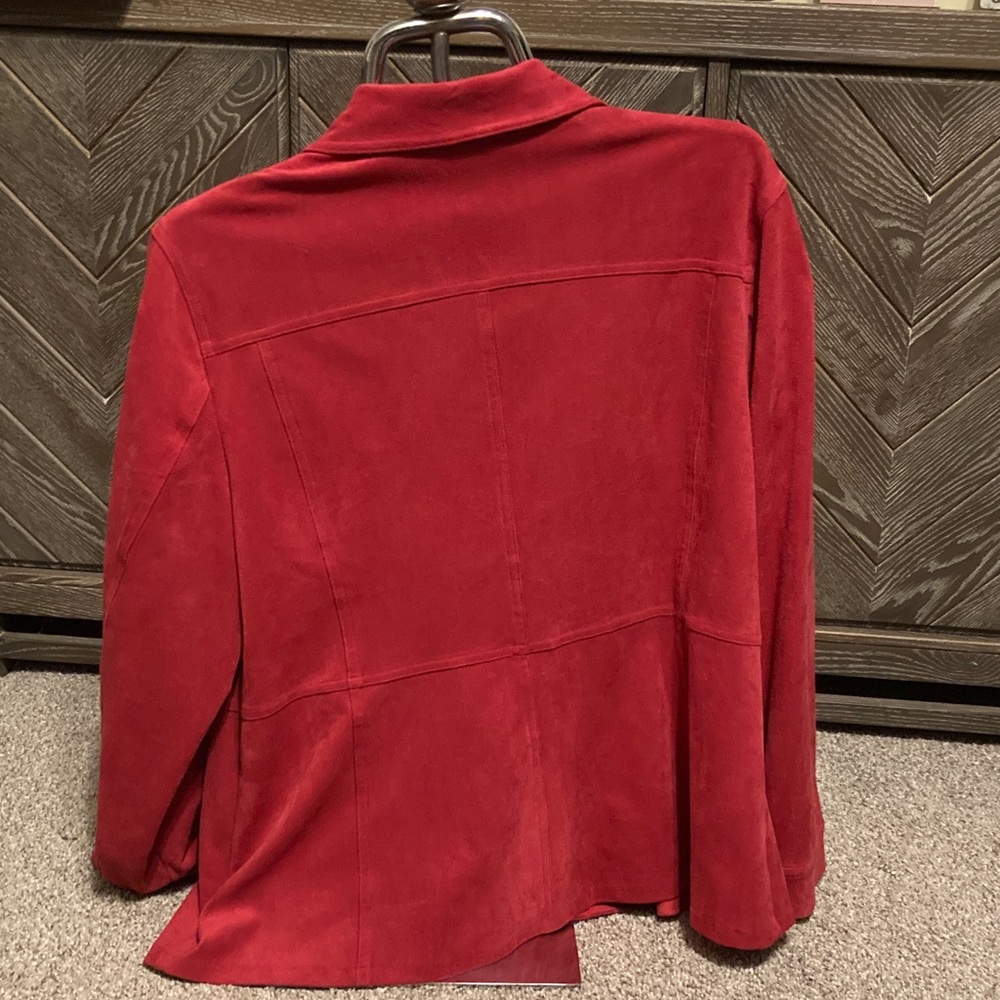 Chico's Red Suede Button-Front Jacket - image 8